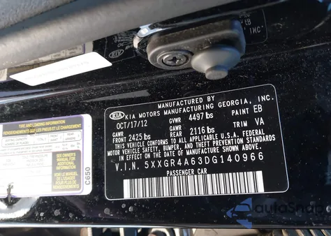 2013 Kia Optima Sx from USA, damaged, VIN 5XXGR4A63DG140966